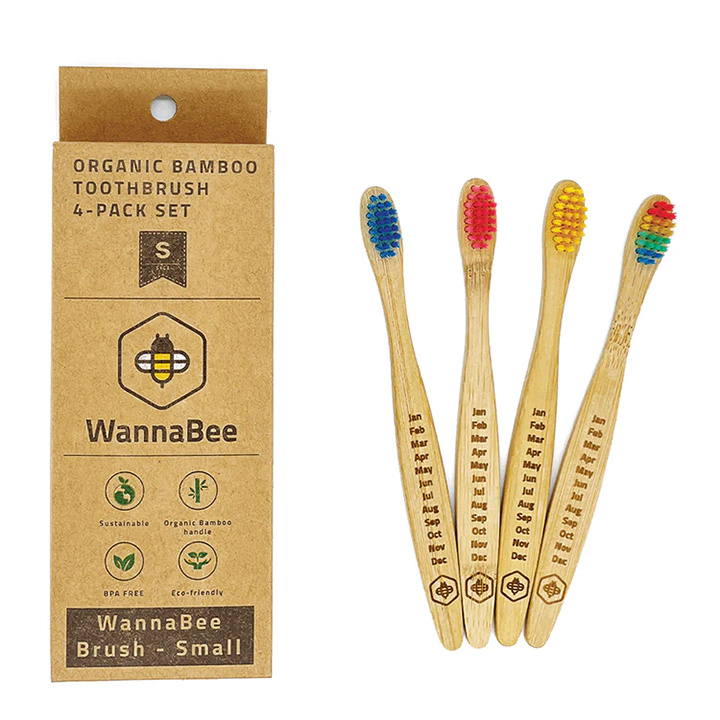 WannaBee 子供・女性向け「竹」歯ブラシ 4本セット
